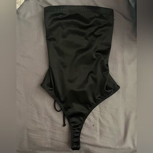 Black satin Tube Top one Piece